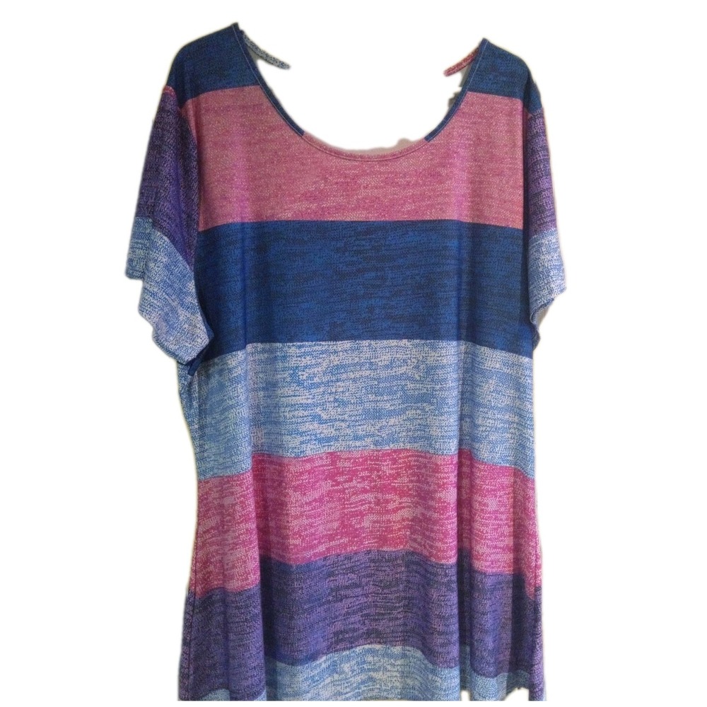 LILY BY FIRMIANA TUNIC TOP 3XL PINK‎ BLUE PURPLE ** COLORBLOCK * BOLD STRIPES